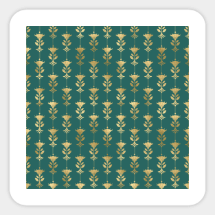 Teal and Gold Vintage Art Deco Damask Pattern Sticker